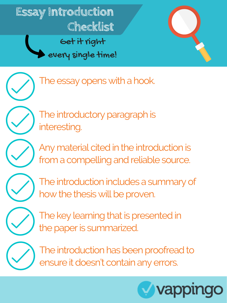 A checklist to help you write your essay introduction